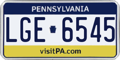 PA license plate LGE6545