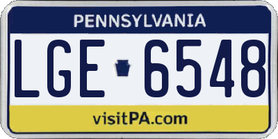 PA license plate LGE6548
