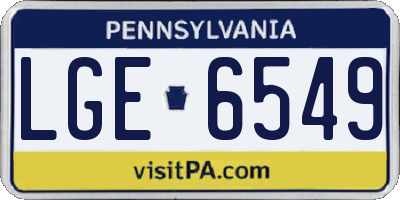 PA license plate LGE6549