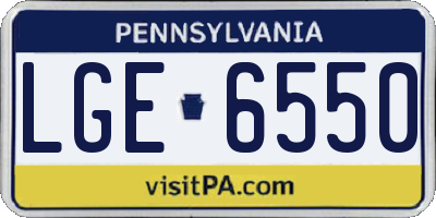 PA license plate LGE6550