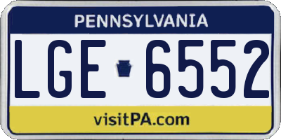 PA license plate LGE6552