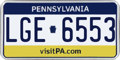 PA license plate LGE6553