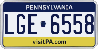 PA license plate LGE6558