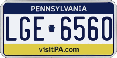 PA license plate LGE6560