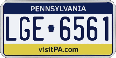 PA license plate LGE6561
