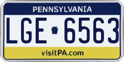 PA license plate LGE6563