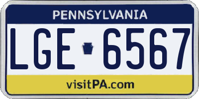 PA license plate LGE6567