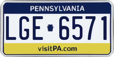 PA license plate LGE6571