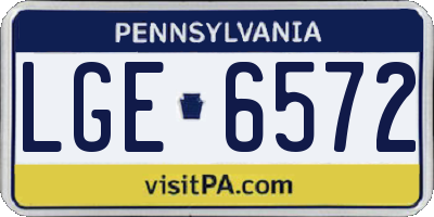 PA license plate LGE6572