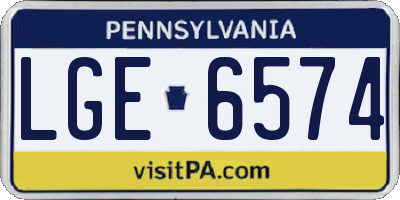 PA license plate LGE6574