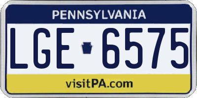 PA license plate LGE6575