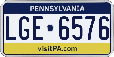 PA license plate LGE6576