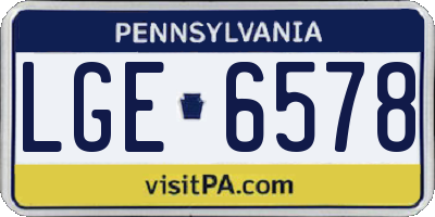 PA license plate LGE6578