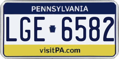 PA license plate LGE6582