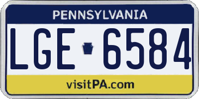 PA license plate LGE6584