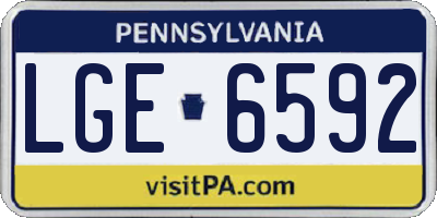 PA license plate LGE6592