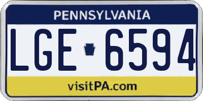 PA license plate LGE6594
