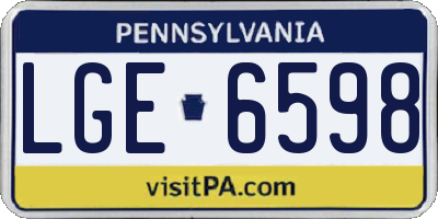 PA license plate LGE6598