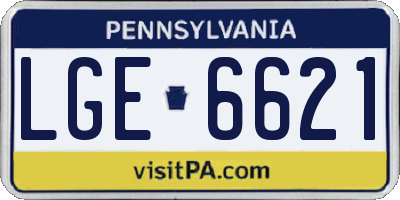 PA license plate LGE6621