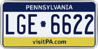 PA license plate LGE6622