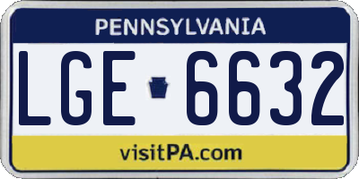 PA license plate LGE6632