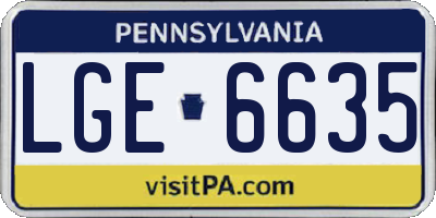 PA license plate LGE6635