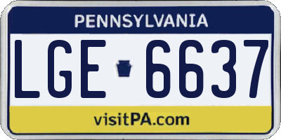 PA license plate LGE6637