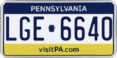 PA license plate LGE6640