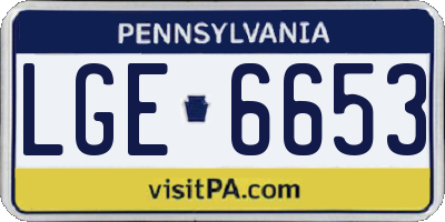 PA license plate LGE6653