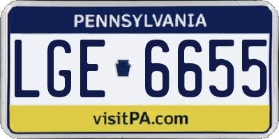 PA license plate LGE6655