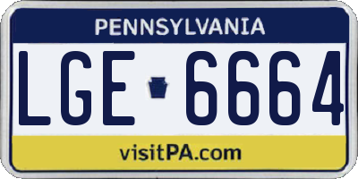 PA license plate LGE6664