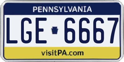 PA license plate LGE6667