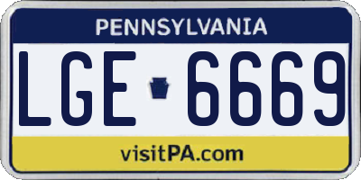 PA license plate LGE6669