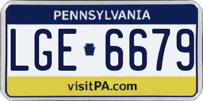 PA license plate LGE6679