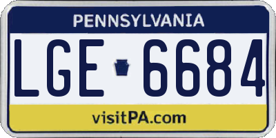 PA license plate LGE6684