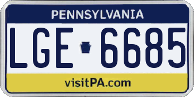PA license plate LGE6685