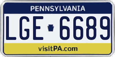 PA license plate LGE6689