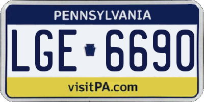 PA license plate LGE6690