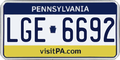 PA license plate LGE6692