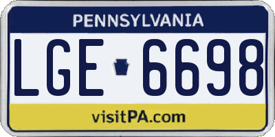 PA license plate LGE6698