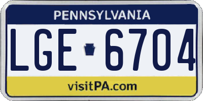 PA license plate LGE6704