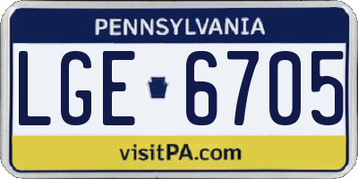 PA license plate LGE6705