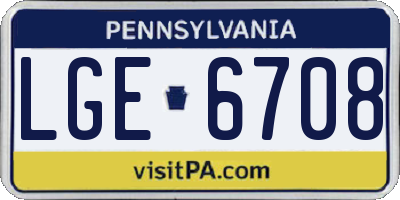 PA license plate LGE6708