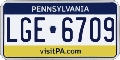 PA license plate LGE6709