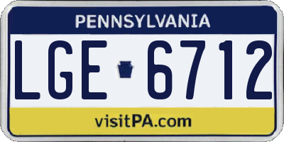 PA license plate LGE6712