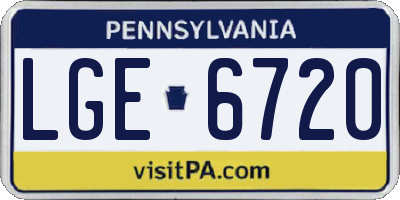 PA license plate LGE6720