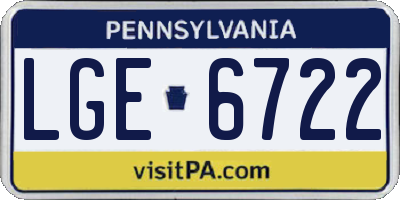 PA license plate LGE6722