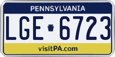 PA license plate LGE6723