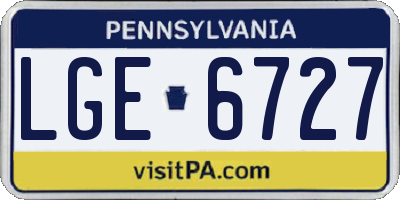 PA license plate LGE6727