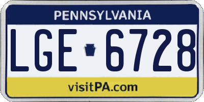 PA license plate LGE6728